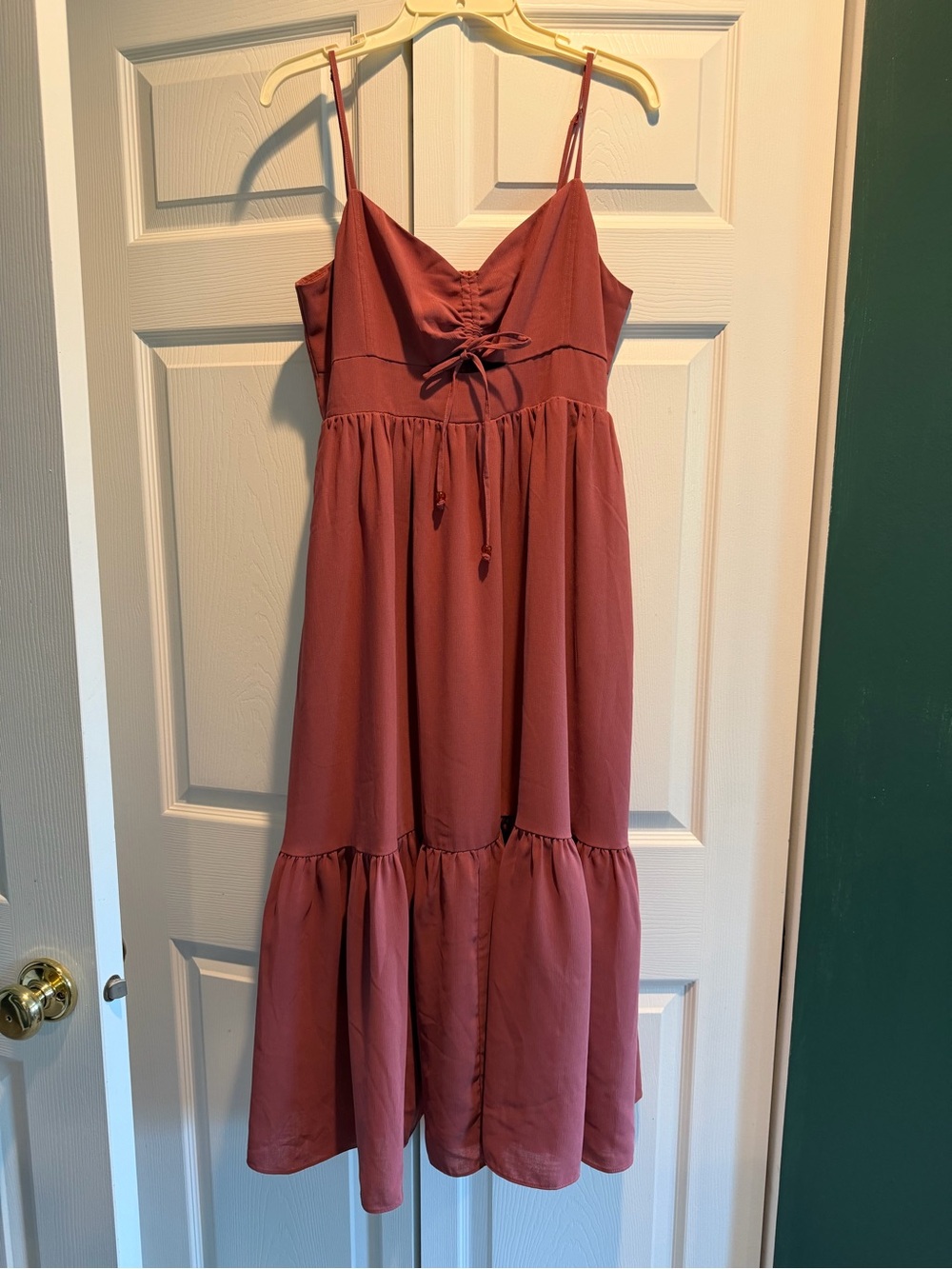 Madewell Ruched Keyhole Tiered Midi Dress Size 8 in Vintage Quartz NEW WITH TAGS